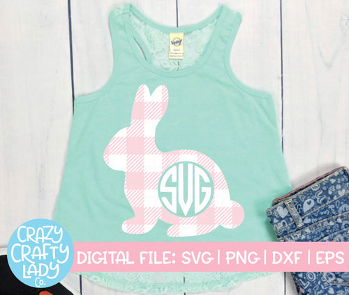 Gingham Bunny Monogram Frame SVG Cut File