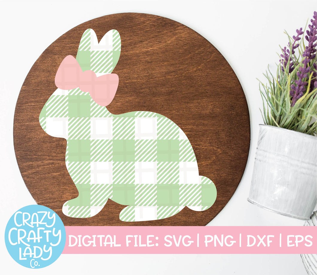 Gingham Bunny with Bow SVG Cut File