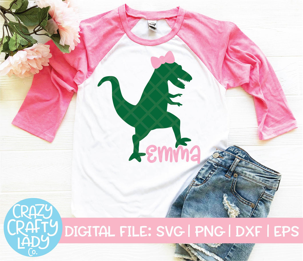 Girl's Dinosaur SVG Cut File