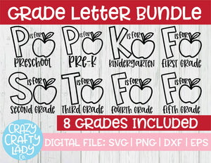 Grade Letter SVG Cut File Bundle