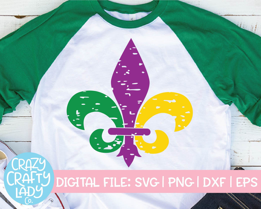 Grunge Fleur de Lis SVG Cut File