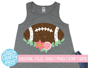 Grunge Floral Football SVG Cut File