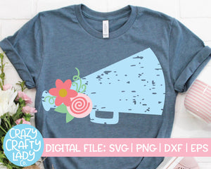 Grunge Floral Megaphone SVG Cut File