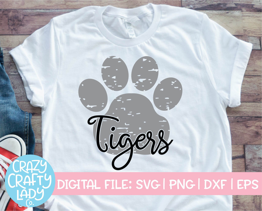 Grunge Tigers Paw Print SVG Cut File