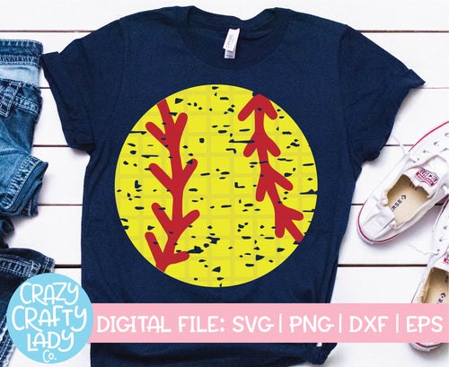 Grunge Softball SVG Cut File