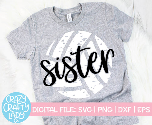 Grunge Volleyball Sister SVG Cut File