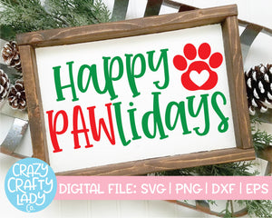 Happy Pawlidays SVG Cut File