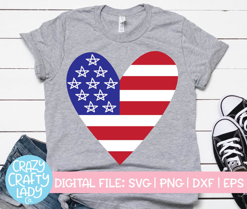 American Flag Heart SVG Cut File