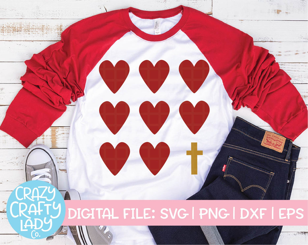 Hearts and Cross SVG Cut File