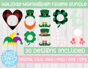 Holiday Monogram Frame SVG Cut File Bundle