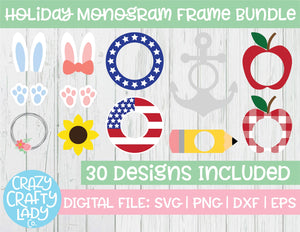 Holiday Monogram Frame SVG Cut File Bundle