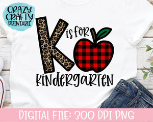 K Is for Kindergarten PNG Printable File