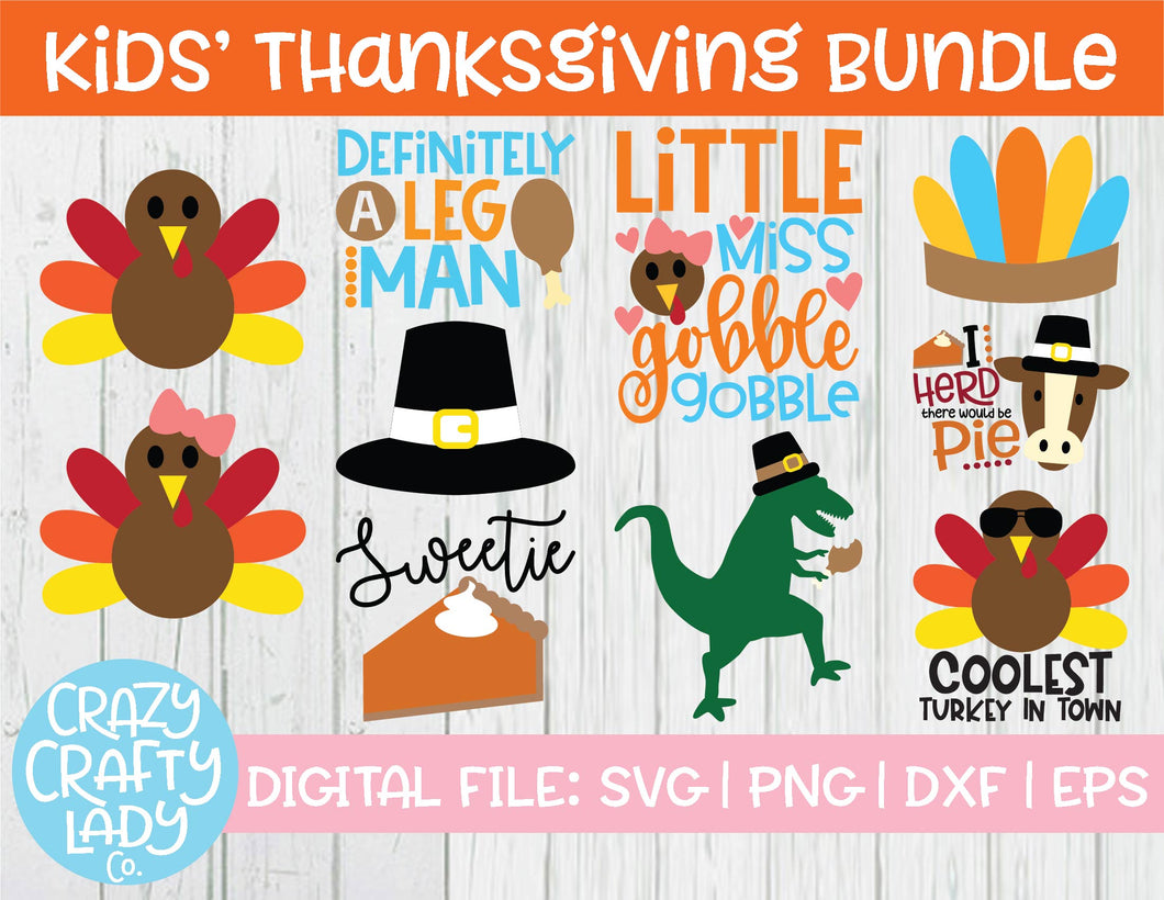 Kids' Thanksgiving SVG Cut File Bundle