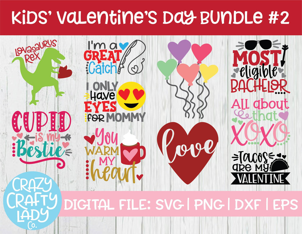 Kids' Valentine's Day SVG Cut File Bundle #2