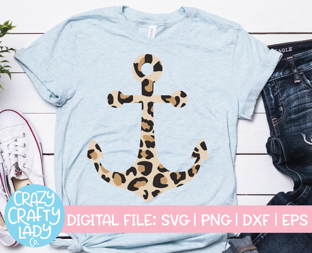Leopard Print Anchor SVG Cut File