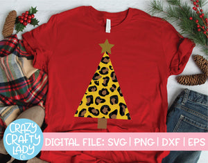 Leopard Print Christmas Tree SVG Cut File