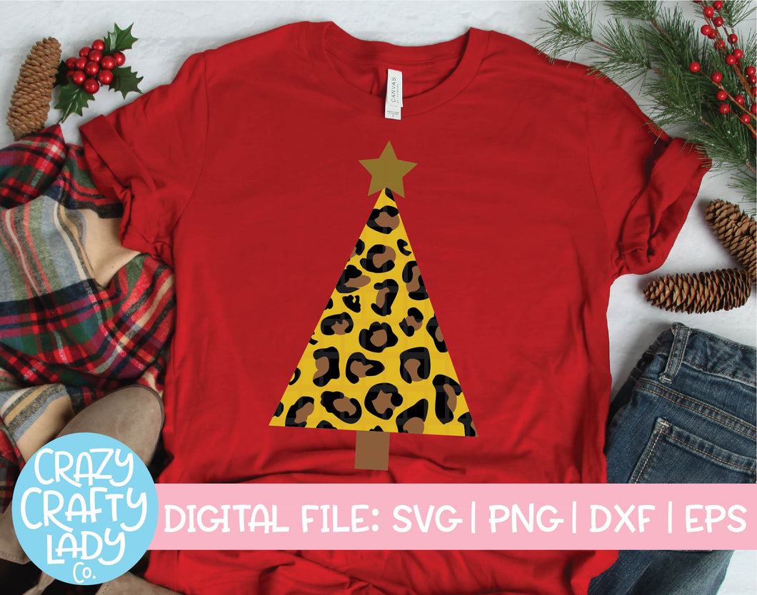 Leopard Print Christmas Tree SVG Cut File