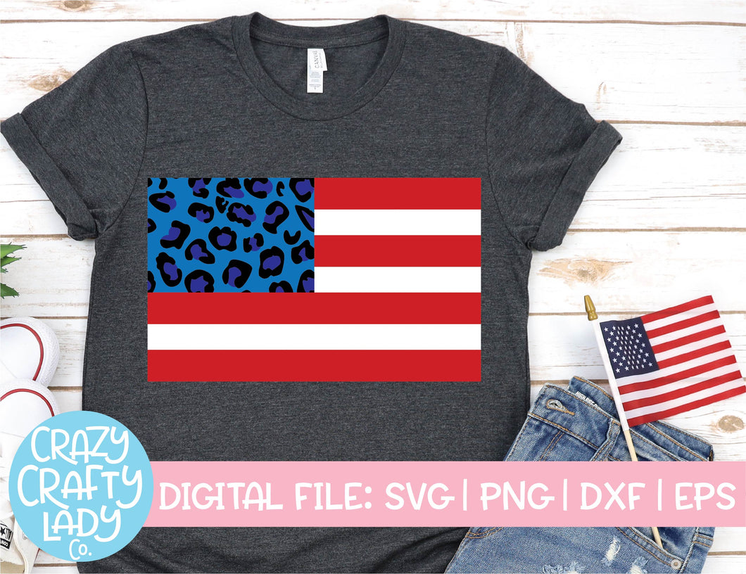 Leopard Print American Flag SVG Cut File