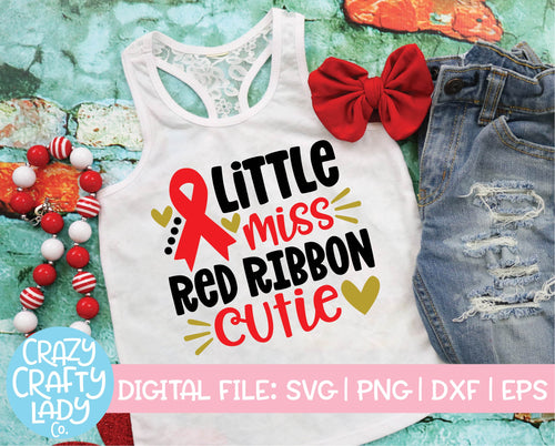 Little Miss Red Ribbon Cutie SVG Cut File