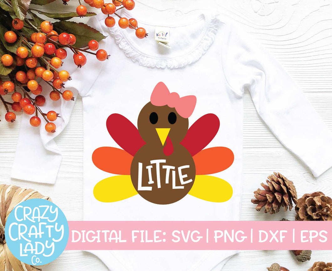 Girl's Little Turkey SVG Cut File