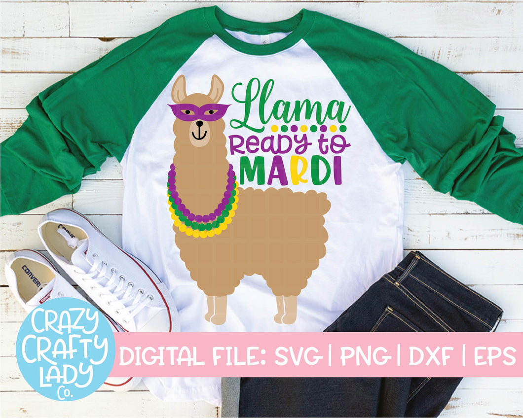 Llama Ready to Mardi SVG Cut File