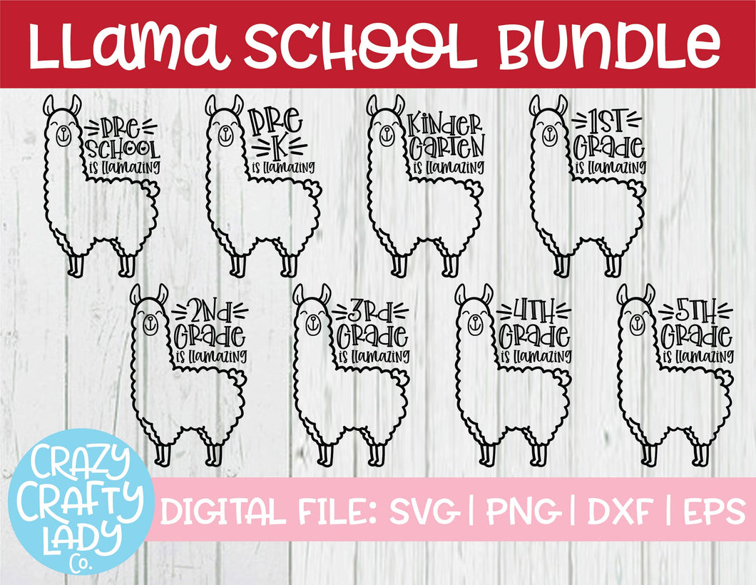 Llama School SVG Cut File Bundle