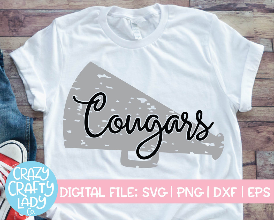 Grunge Cougars Megaphone SVG Cut File