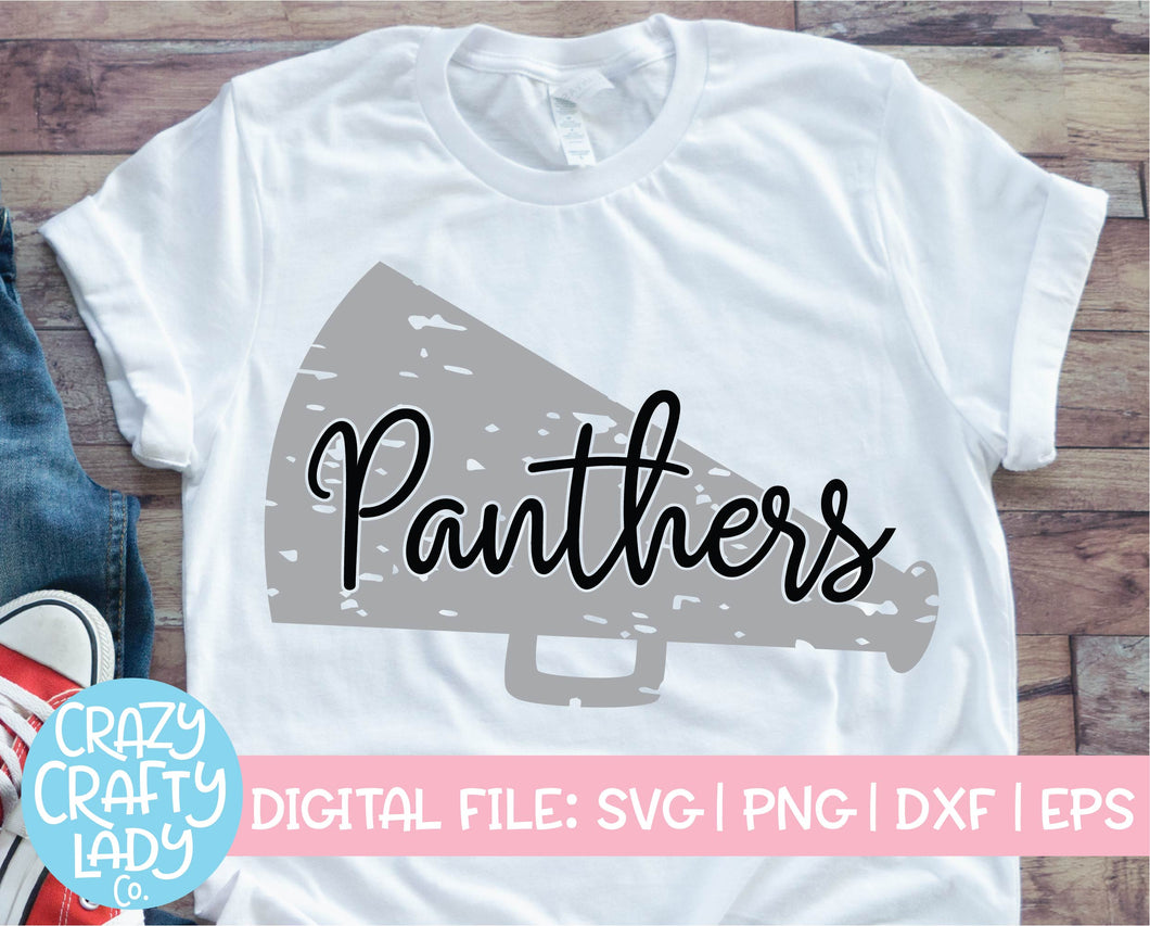 Grunge Panthers Megaphone SVG Cut File