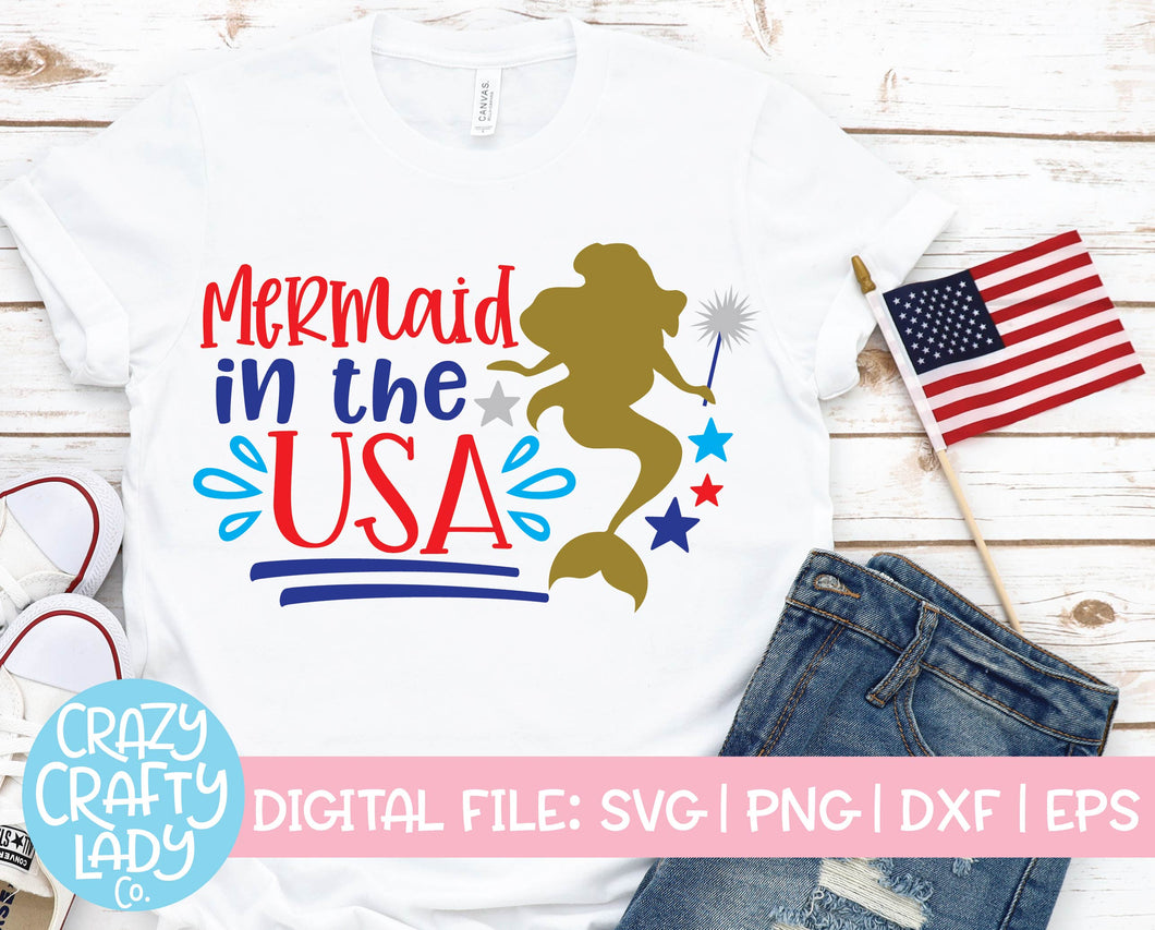Mermaid in the USA SVG Cut File