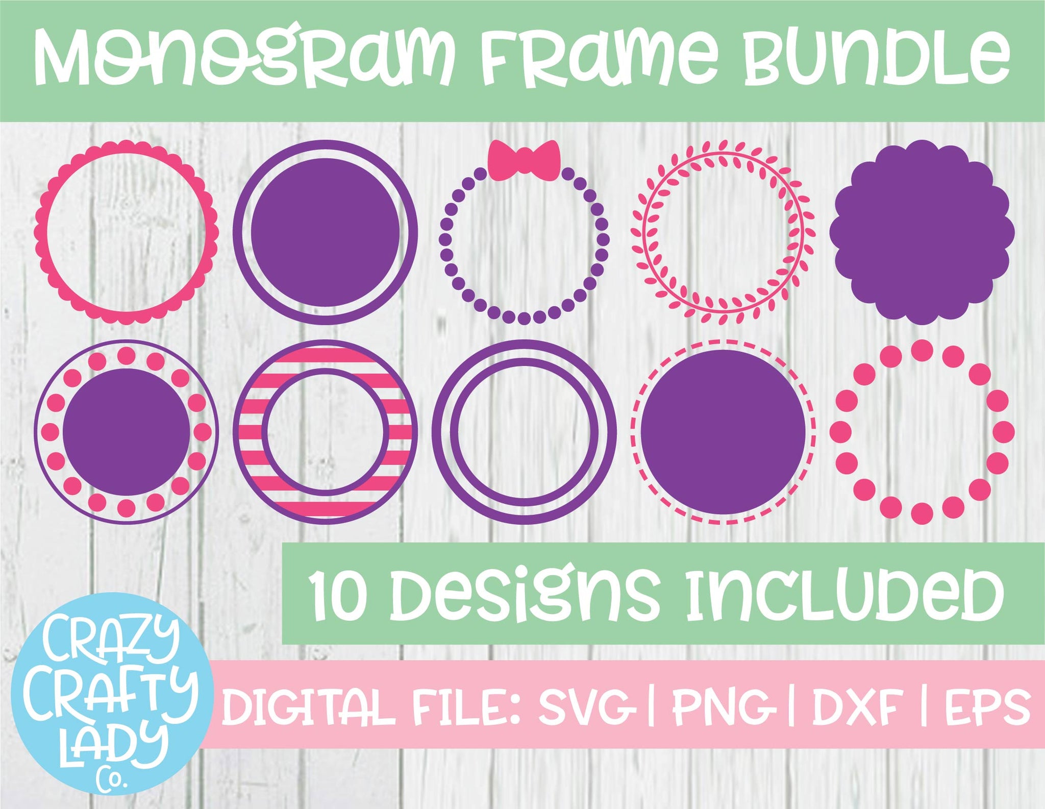 Monogram Frame SVG Cut File Bundle – Crazy Crafty Lady Co.