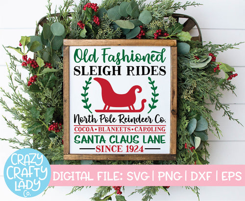 Old Fashioned Sleigh Rides SVG Cut File