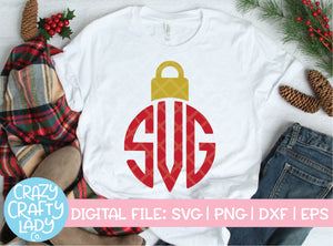 Christmas Ornament Monogram Frame SVG Cut File