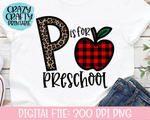 P Is for Preschool PNG Printable File