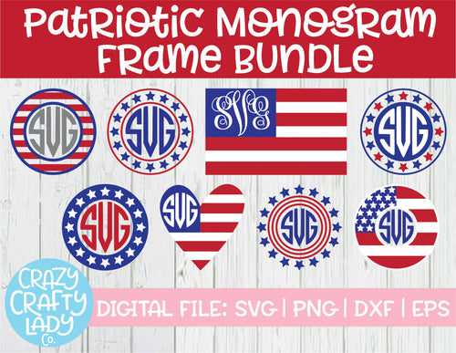 Patriotic Monogram Frame SVG Cut File Bundle