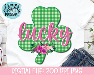 Floral Lucky Clover PNG Printable File