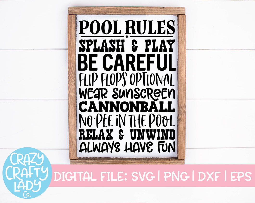 Pool Rules SVG Cut File