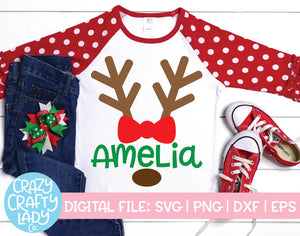 Reindeer Antlers with Bow SVG Cut File
