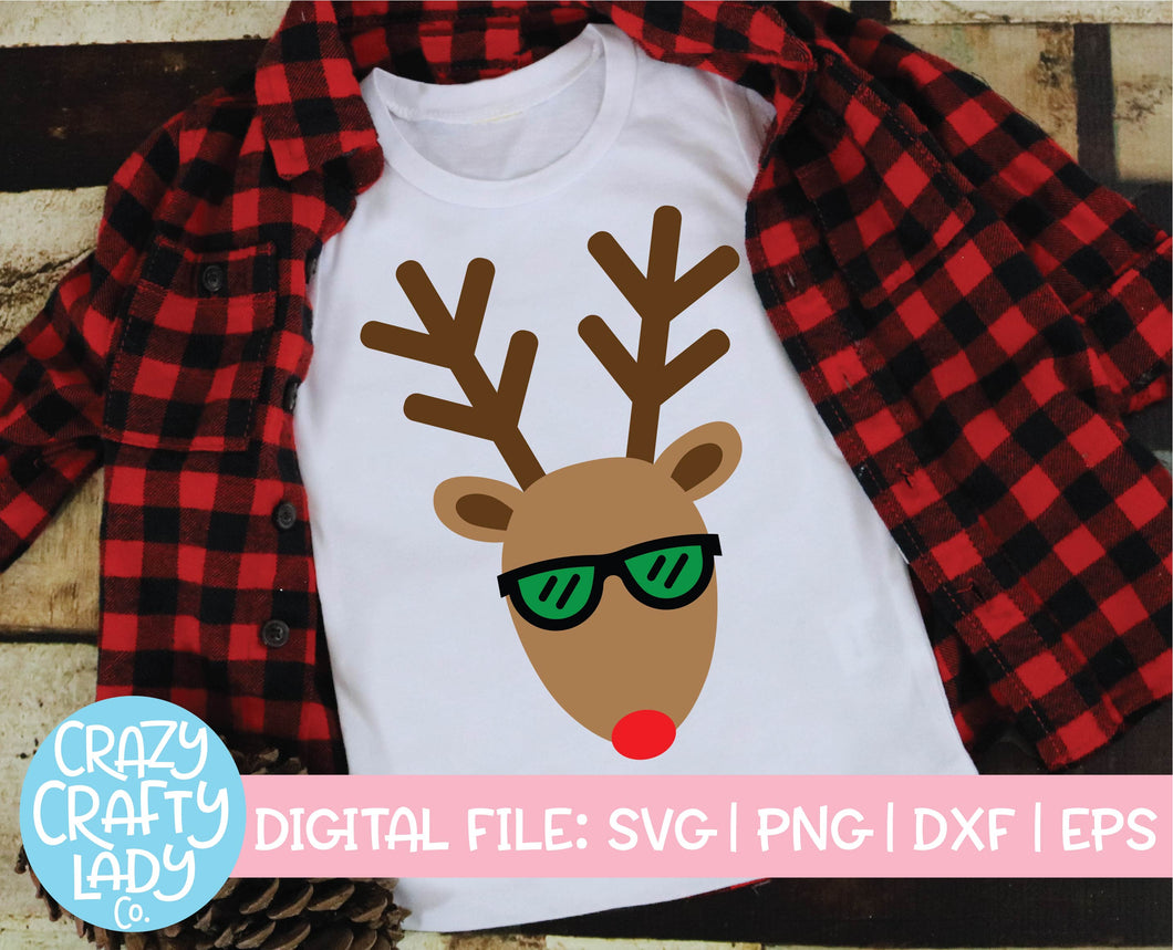 Reindeer with Sunglasses SVG Cut File