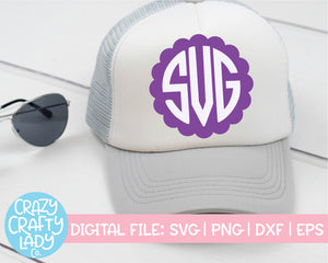 Scalloped Circle Monogram Frame SVG Cut File