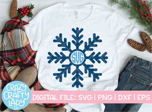 Snowflake Monogram Frame SVG Cut File