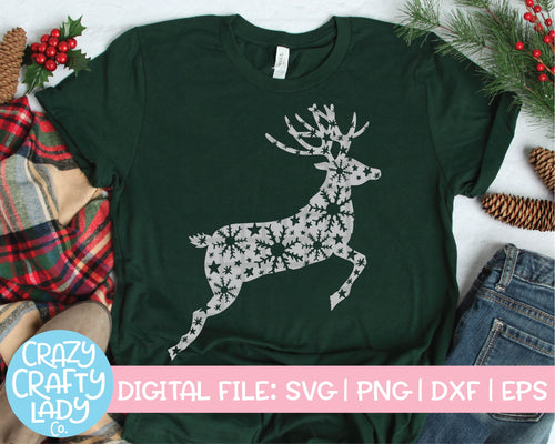 Snowflake Reindeer SVG Cut File