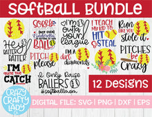 Load image into Gallery viewer, Softball SVG Cut File Bundle