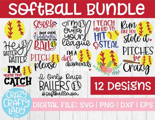 Softball SVG Cut File Bundle