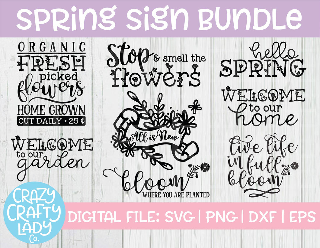 Spring Sign SVG Cut File Bundle