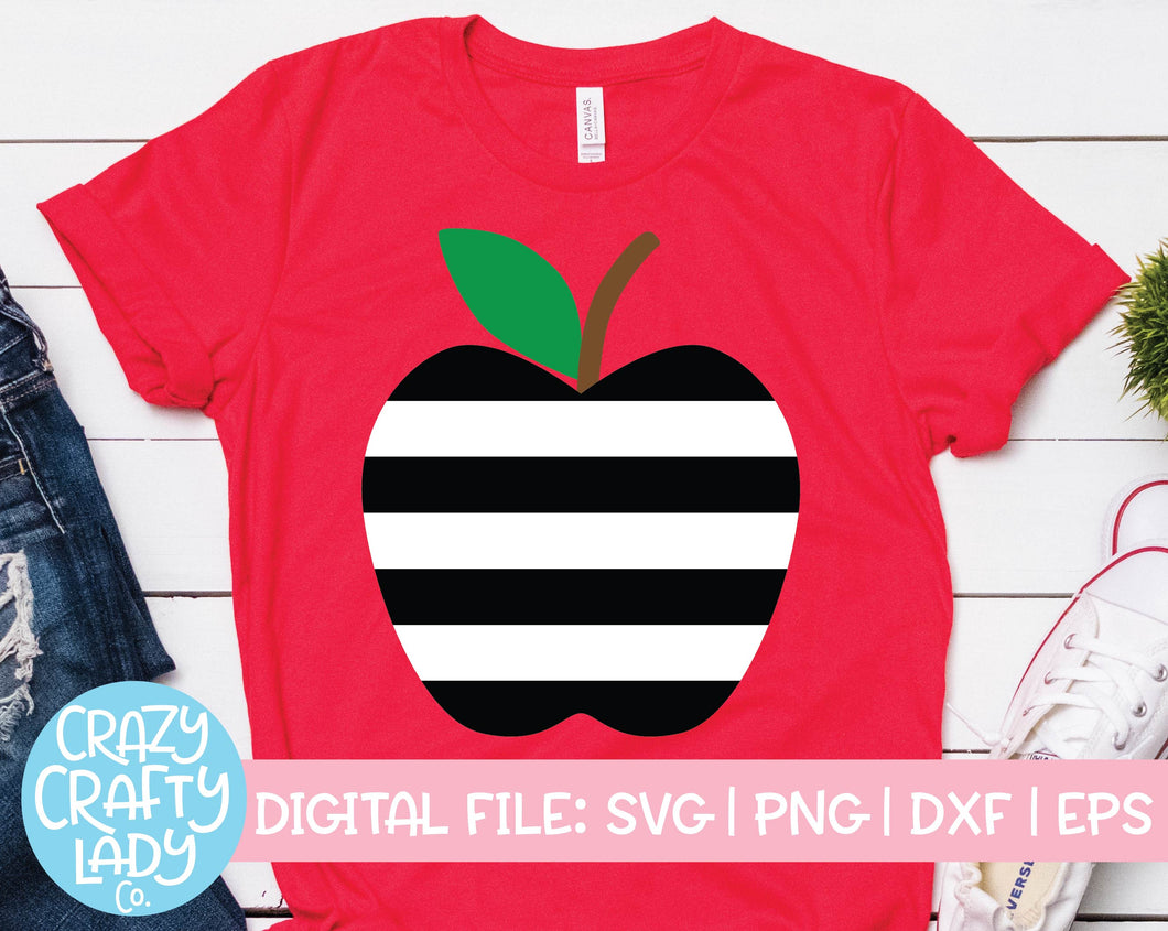 Striped Apple SVG Cut File