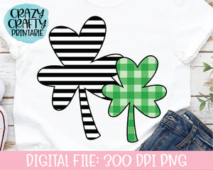 Striped & Plaid Clovers PNG Printable File
