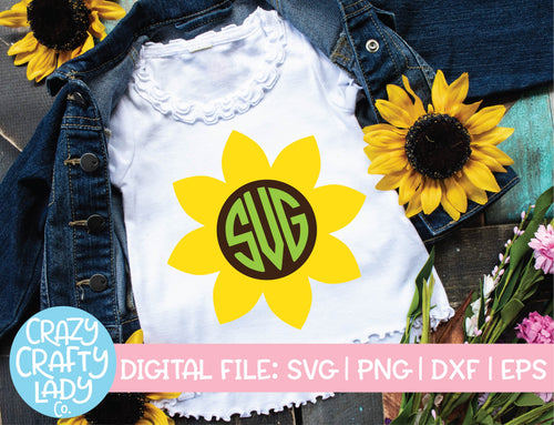 Sunflower Monogram Frame SVG Cut File