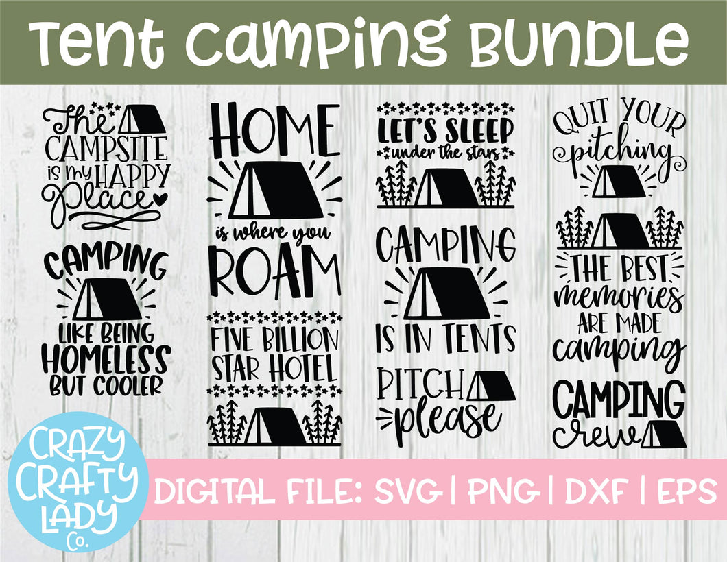 Tent Camping SVG Cut File Bundle