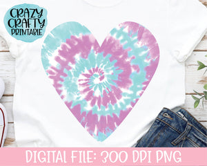 Tie Dye Heart PNG Printable File