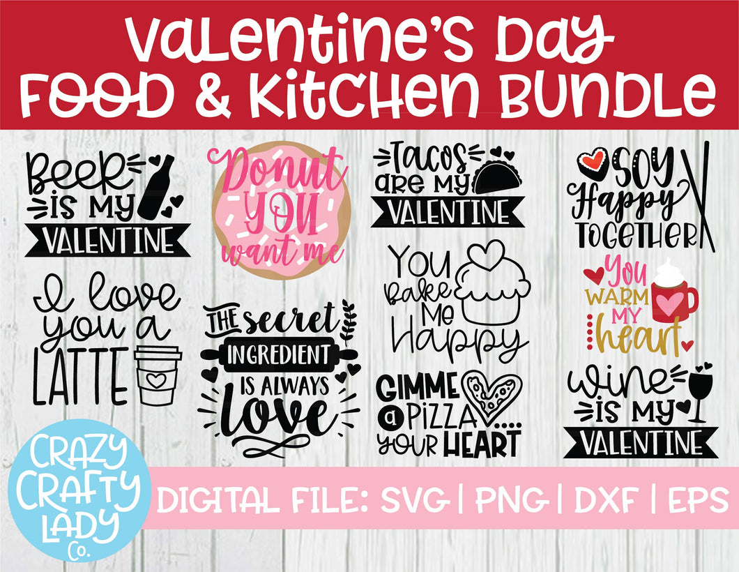Valentine's Day Food & Kitchen SVG Cut File Bundle